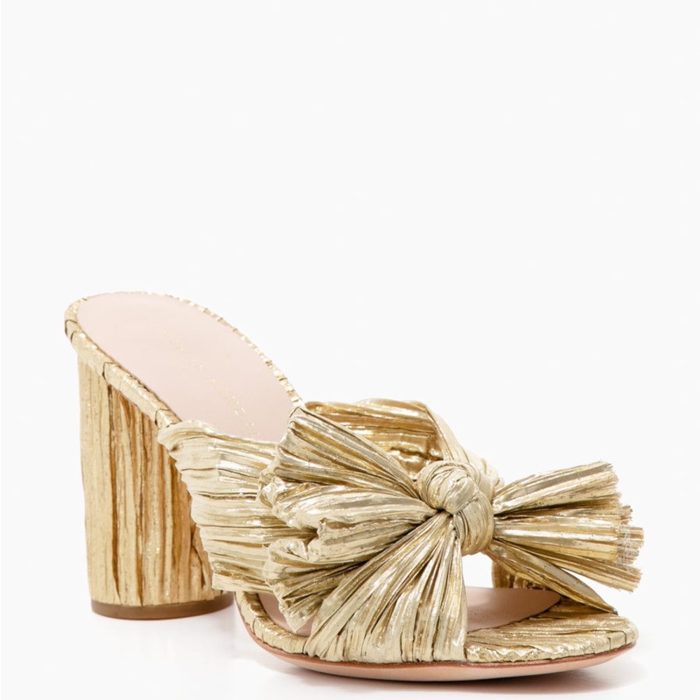 Loeffler Randall Gold Penny Knot Mules